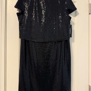 Bebe Two Piece Dressy Sets for Women Sparkling Sequins Black Top&Skirt Size XL‎
